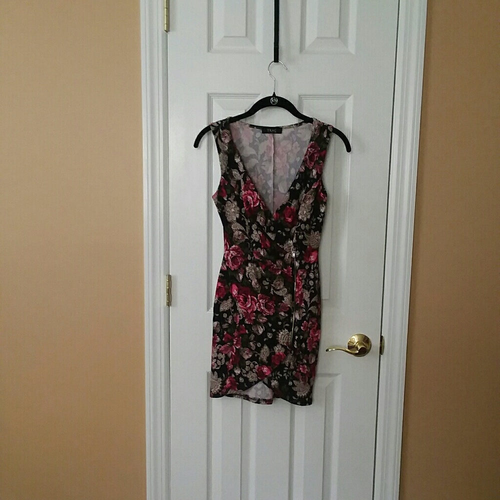 Trac Faux Wrap Floral Print Dress